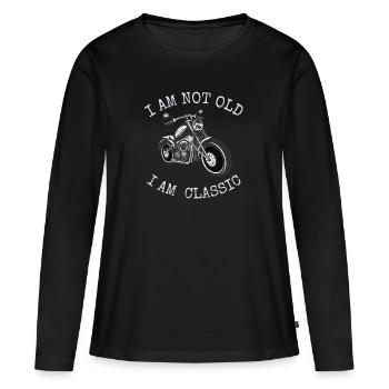 Ich bin nicht alt, aber ein Klassiker - Frauen Premium Bio Langarmshirt - Schwarz - Vorne - Julia (174cm)