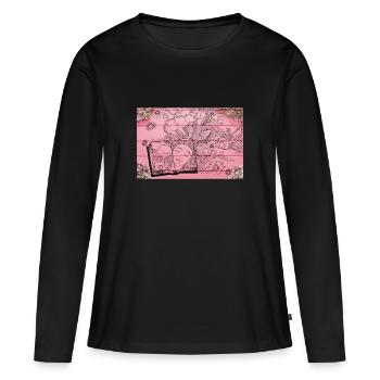 Blumen aus Büchern, die Bücher lesen, Blumen und Bücher - Frauen Premium Bio Langarmshirt - Schwarz - Vorne - Julia (174cm)