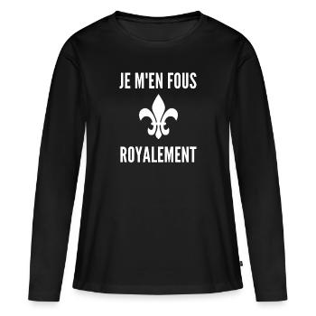 JE M EN FOUS ROYALEMENT - FLEUR DE LYS - T-shirt manches longues Premium bio Femme - noir - Devant - Julia (174cm)