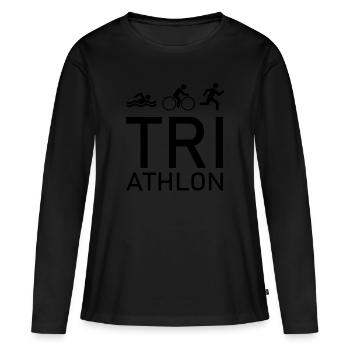 triathlon - T-shirt manches longues Premium bio Femme - noir - Devant - Julia (174cm)