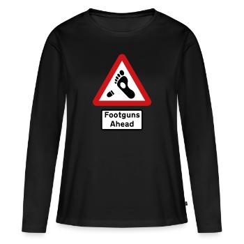 Panneau routier britannique – Footguns en avant - T-shirt manches longues Premium bio Femme - noir - Devant - Julia (174cm)