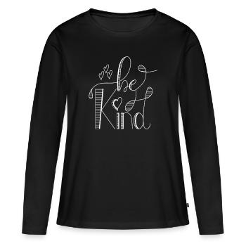 Les gens amicaux ont besoin de la terre. - T-shirt manches longues Premium bio Femme - noir - Devant - Julia (174cm)