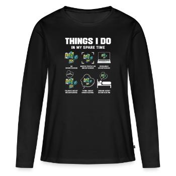 Ce que je fais dans mon temps libre Course d’orientation - T-shirt manches longues Premium bio Femme - noir - Devant - Julia (174cm)