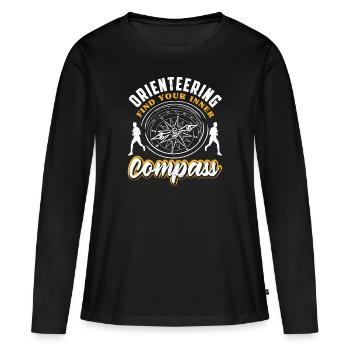Trouvez votre boussole intérieure Orienteer Running - T-shirt manches longues Premium bio Femme - noir - Devant - Julia (174cm)