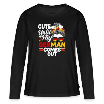 German Germany German Flag Cute Until My German - Frauen Premium Bio Langarmshirt - Schwarz - Vorne - Julia (174cm)