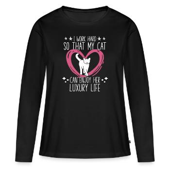Chats Fan Chat Ami Chat Disant Chats - T-shirt manches longues Premium bio Femme - noir - Devant - Julia (174cm)