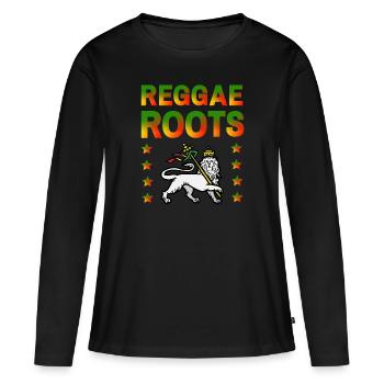 Reggae Roots Lion of Judah - T-shirt manches longues Premium bio Femme - noir - Devant - Julia (174cm)