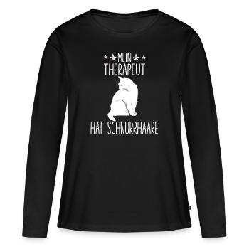 Chat Propriétaire Tenue Chats Costume Chat Ami - T-shirt manches longues Premium bio Femme - noir - Devant - Julia (174cm)