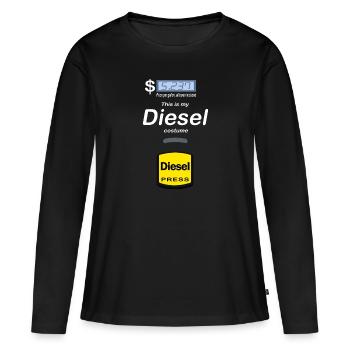 Drôle de costume diesel d’Halloween - Pompe à essence Diesel - T-shirt manches longues Premium bio Femme - noir - Devant - Julia (174cm)