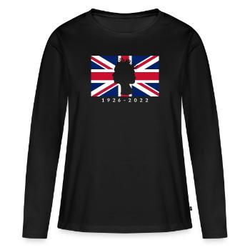 RIP Queen UK Flagge - Frauen Premium Bio Langarmshirt - Schwarz - Vorne - Julia (174cm)
