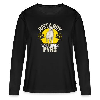 Grandes Pyrénées Juste un garçon qui aime les Pyrénées - T-shirt manches longues Premium bio Femme - noir - Devant - Julia (174cm)