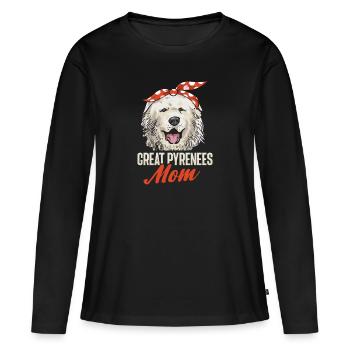 Grandes Pyrénées Mama Dog Pyrénées - T-shirt manches longues Premium bio Femme - noir - Devant - Julia (174cm)
