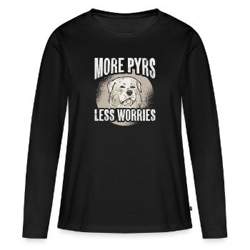 Plus de Pyrénées moins de soucis Grandes Pyrénées - T-shirt manches longues Premium bio Femme - noir - Devant - Julia (174cm)