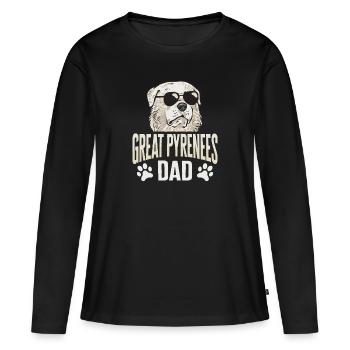 Grandes Pyrénées Papa Chien Pyrénées - T-shirt manches longues Premium bio Femme - noir - Devant - Julia (174cm)