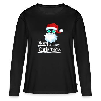 Père Noël Joyeux Noël Père Noël Père Noël - T-shirt manches longues Premium bio Femme - noir - Devant - Julia (174cm)