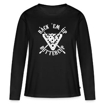 rack em up renoncule Design pour un billird - T-shirt manches longues Premium bio Femme - noir - Devant - Julia (174cm)