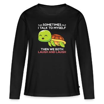 Drôle de tortue de mer Tortue de mer Eau de mer - T-shirt manches longues Premium bio Femme - noir - Devant - Julia (174cm)