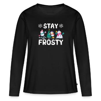 Drôle de pyjama de Noël Cool Bonhomme de Neige Noël - T-shirt manches longues Premium bio Femme - noir - Devant - Julia (174cm)