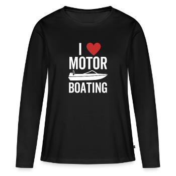 J’adore le bateau à moteur - T-shirt manches longues Premium bio Femme - noir - Devant - Julia (174cm)