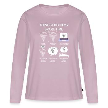 Tornade - T-shirt manches longues Premium bio Femme - rose poudré - Devant - Julia (174cm)
