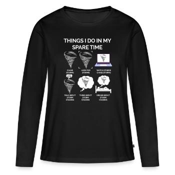 Tornade - T-shirt manches longues Premium bio Femme - noir - Devant - Julia (174cm)