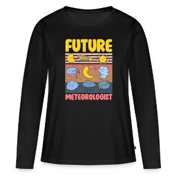 Futur météorologue - T-shirt manches longues Premium bio Femme - noir - Devant - Julia (174cm)