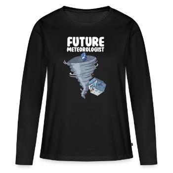 Futur météorologue - T-shirt manches longues Premium bio Femme - noir - Devant - Julia (174cm)