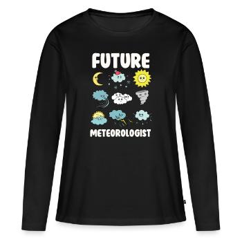 Futur météorologue - T-shirt manches longues Premium bio Femme - noir - Devant - Julia (174cm)