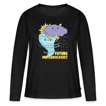 Futur météorologue - T-shirt manches longues Premium bio Femme - noir - Devant - Julia (174cm)