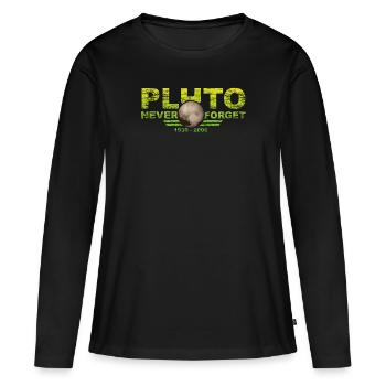 N’oubliez jamais Pluto Design Retro Style Funny Space - T-shirt manches longues Premium bio Femme - noir - Devant - Julia (174cm)