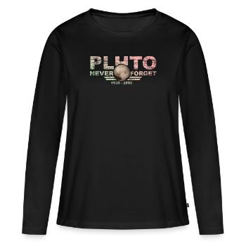 N’oubliez jamais Pluto Design Retro Style Funny Space - T-shirt manches longues Premium bio Femme - noir - Devant - Julia (174cm)