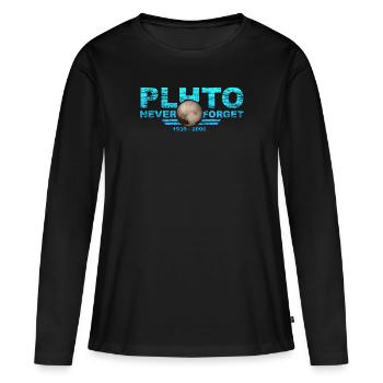 N’oubliez jamais Pluto Design Retro Style Funny Space - T-shirt manches longues Premium bio Femme - noir - Devant - Julia (174cm)
