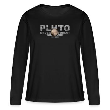 N’oubliez jamais Pluto Design Retro Style Funny Space - T-shirt manches longues Premium bio Femme - noir - Devant - Julia (174cm)