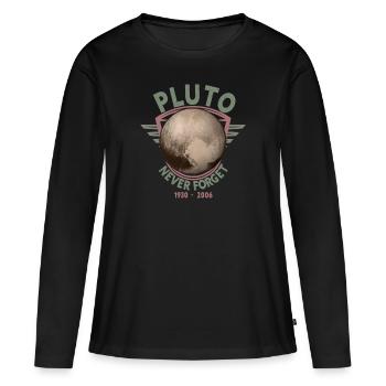 N’oubliez jamais Pluto Design Retro Style Funny Space - T-shirt manches longues Premium bio Femme - noir - Devant - Julia (174cm)