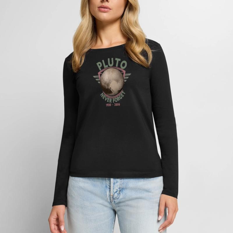 Never Forget Pluto Design Retro Style Funny Space Women's Premium Organic Long Sleeve Shirt