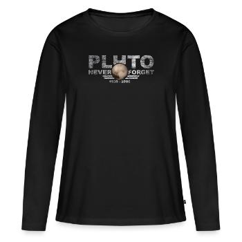 N’oubliez jamais Pluto Design Retro Style Funny Space - T-shirt manches longues Premium bio Femme - noir - Devant - Julia (174cm)