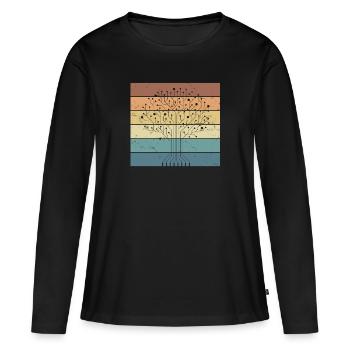 Drôle d’arbre informatique vintage pour tous les fans de technologie - T-shirt manches longues Premium bio Femme - noir - Devant - Julia (174cm)