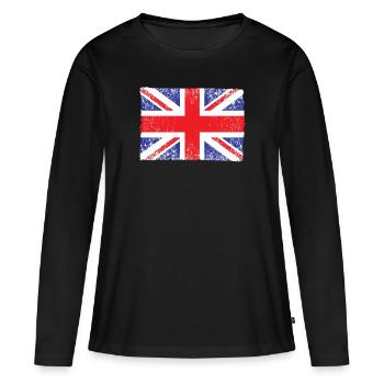 Grande-Bretagne, Drapeau britannique, Drapeau du Royaume-Uni, - T-shirt manches longues Premium bio Femme - noir - Devant - Julia (174cm)