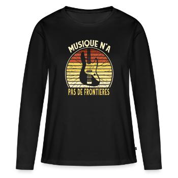 Musique n'a pas de frontières - T-shirt manches longues Premium bio Femme - noir - Devant - Julia (174cm)