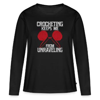 Crocheting Keeps Me from Unraveling - Women's Premium Organic Long Sleeve Shirt - black - Front - Julia (174cm)