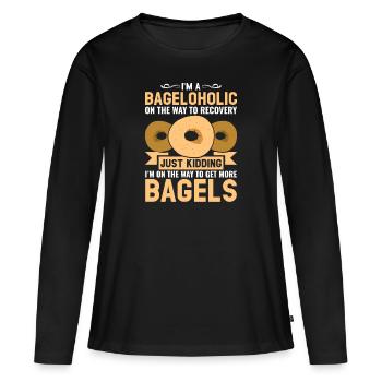 Bagel Disant Cadeau - T-shirt manches longues Premium bio Femme - noir - Devant - Julia (174cm)