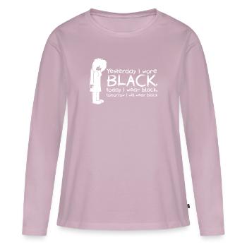 Gestern trug ich schwarz, heute trage ich schwarz, morgen - Frauen Premium Bio Langarmshirt - Altrosa - Vorne - Julia (174cm)