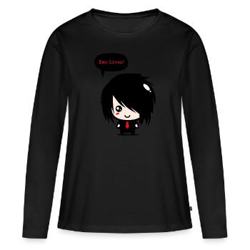EMO Vit | Vêtements Emo garçons | | Emocore Emo Musique - T-shirt manches longues Premium bio Femme - noir - Devant - Julia (174cm)