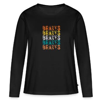 Retro Braves Braves Atlanta trotzt 80er Jahre Atlanta Bas - Frauen Premium Bio Langarmshirt - Schwarz - Vorne - Julia (174cm)