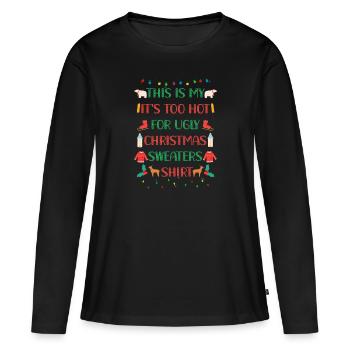 C’est mon pull de Noël il fait trop chaud pour un vilain - T-shirt manches longues Premium bio Femme - noir - Devant - Julia (174cm)