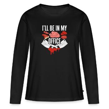 Butcher Butcher Butcher Butcher’s Gift - T-shirt manches longues Premium bio Femme - noir - Devant - Julia (174cm)