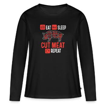 Butcher Butcher Butcher Butcher’s Gift - T-shirt manches longues Premium bio Femme - noir - Devant - Julia (174cm)