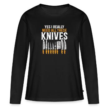 Butcher Butcher Butcher Butcher’s Gift - T-shirt manches longues Premium bio Femme - noir - Devant - Julia (174cm)