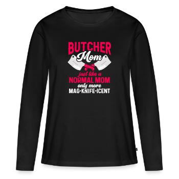Butcher Butcher Butcher Butcher’s Gift - T-shirt manches longues Premium bio Femme - noir - Devant - Julia (174cm)