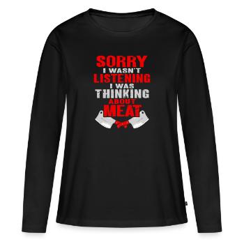 Butcher Butcher Butcher Butcher’s Gift - T-shirt manches longues Premium bio Femme - noir - Devant - Julia (174cm)